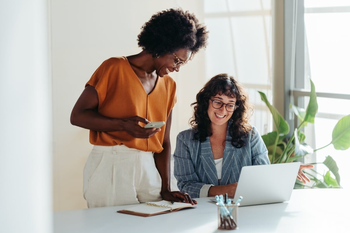 Two professional women collaborating